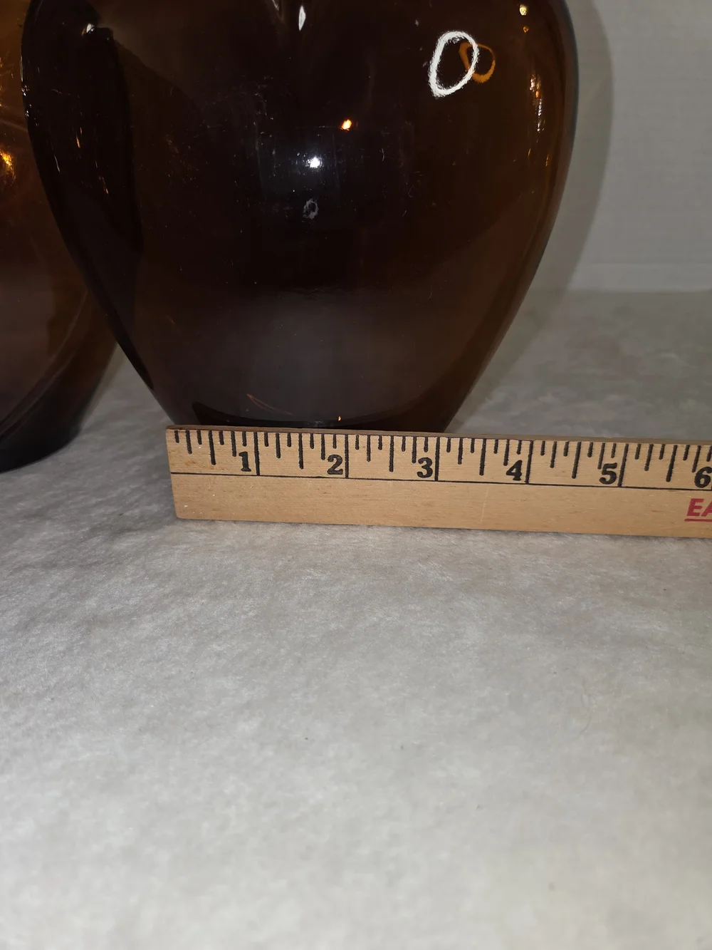 Two Vintage PAUL MASSON Pressed Glass Amber Heart Shaped 8